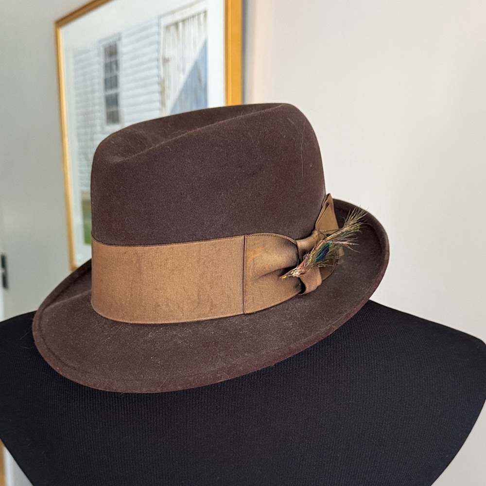 Dobbs Brown Fedora with Feather Accent